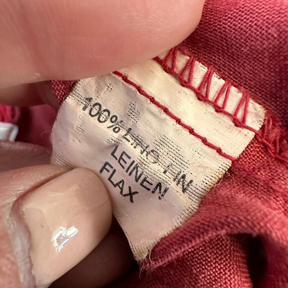 Puro Lino Womens Medium Linen Flax Skater Skirt Flaw Lagenlook Bohemian Pink - Picture 8 of 9